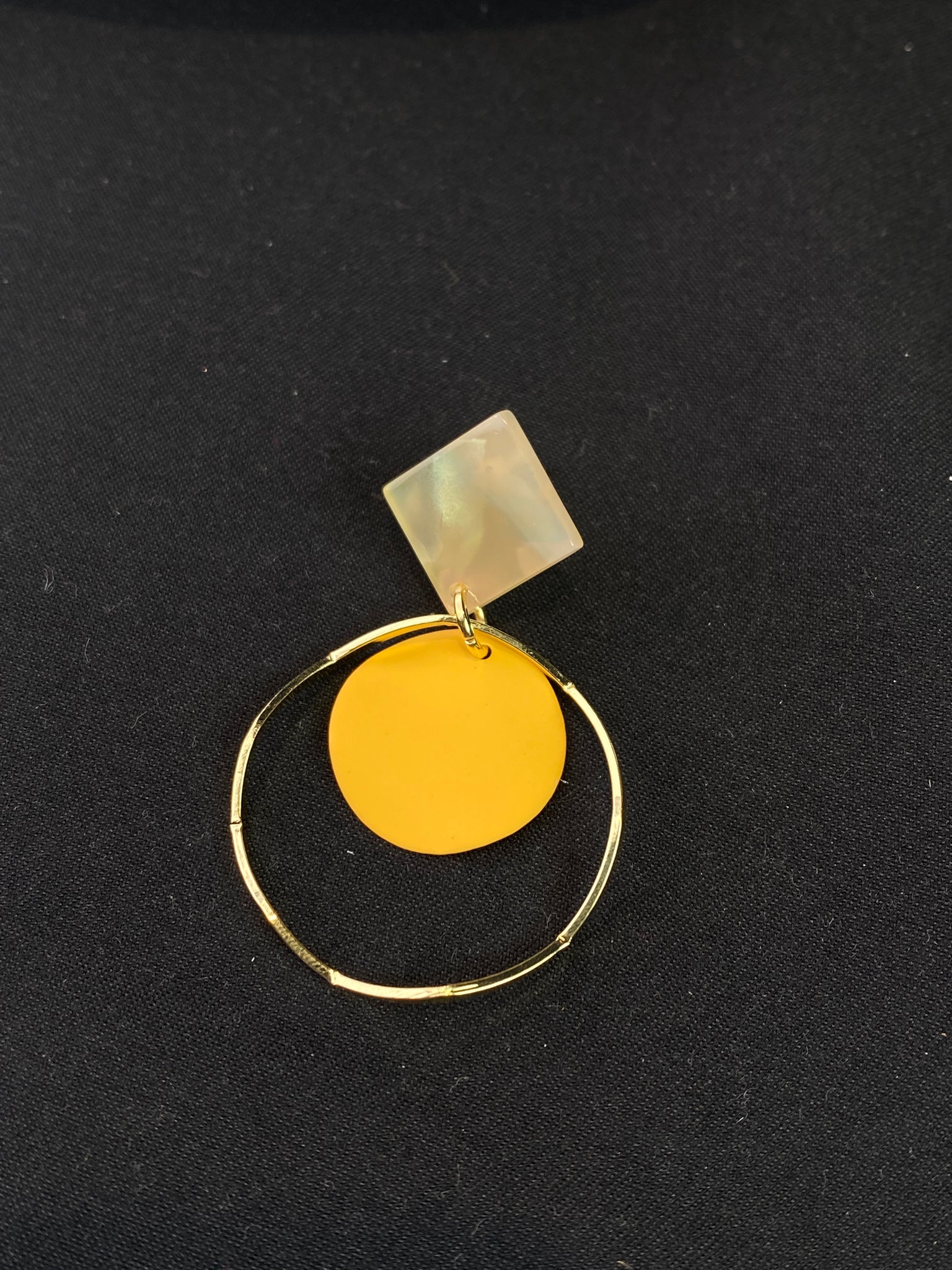 Yellow Hoop and Irregular Geometric Earrings