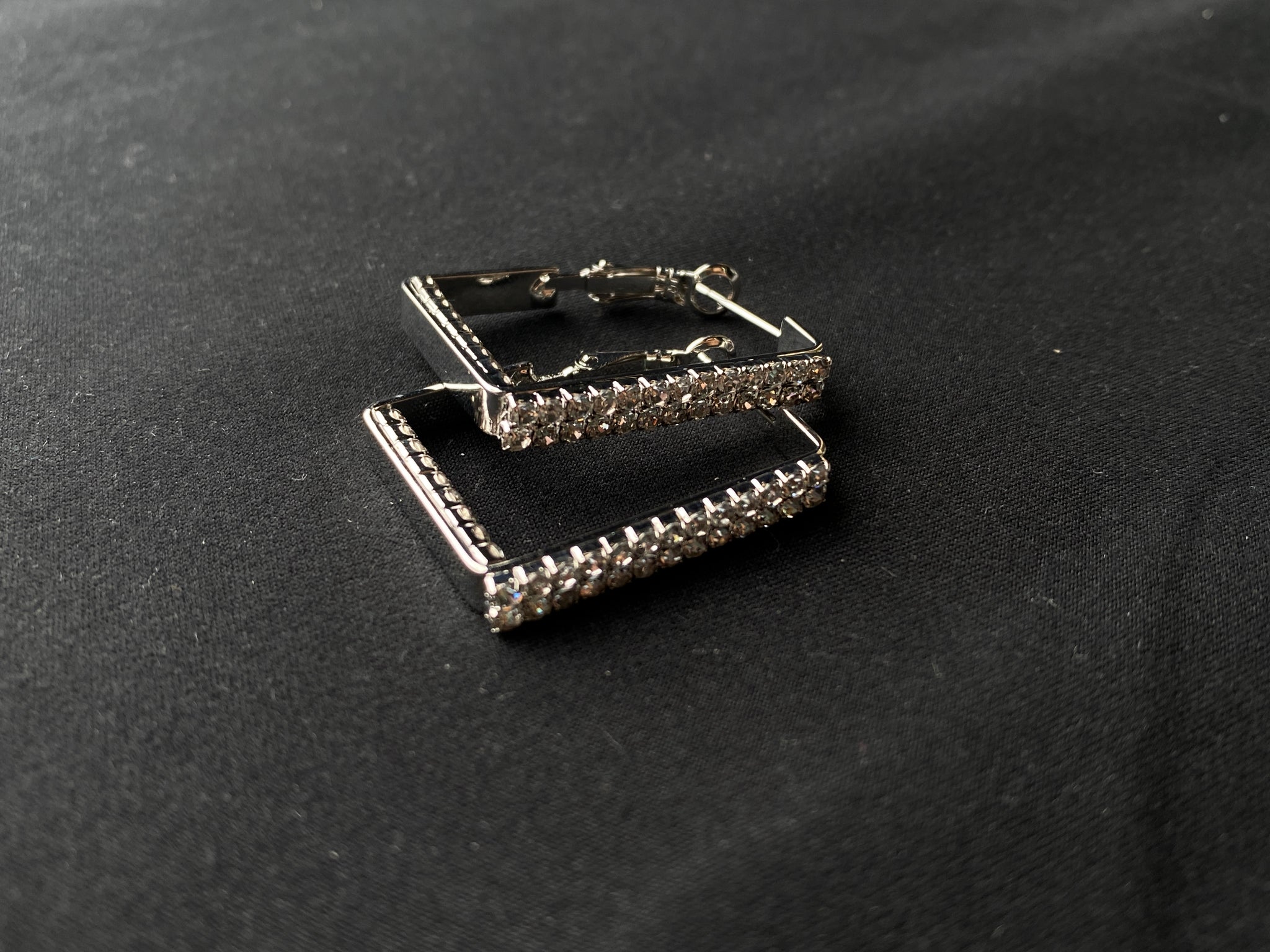 Silver Square Diamond Earrings