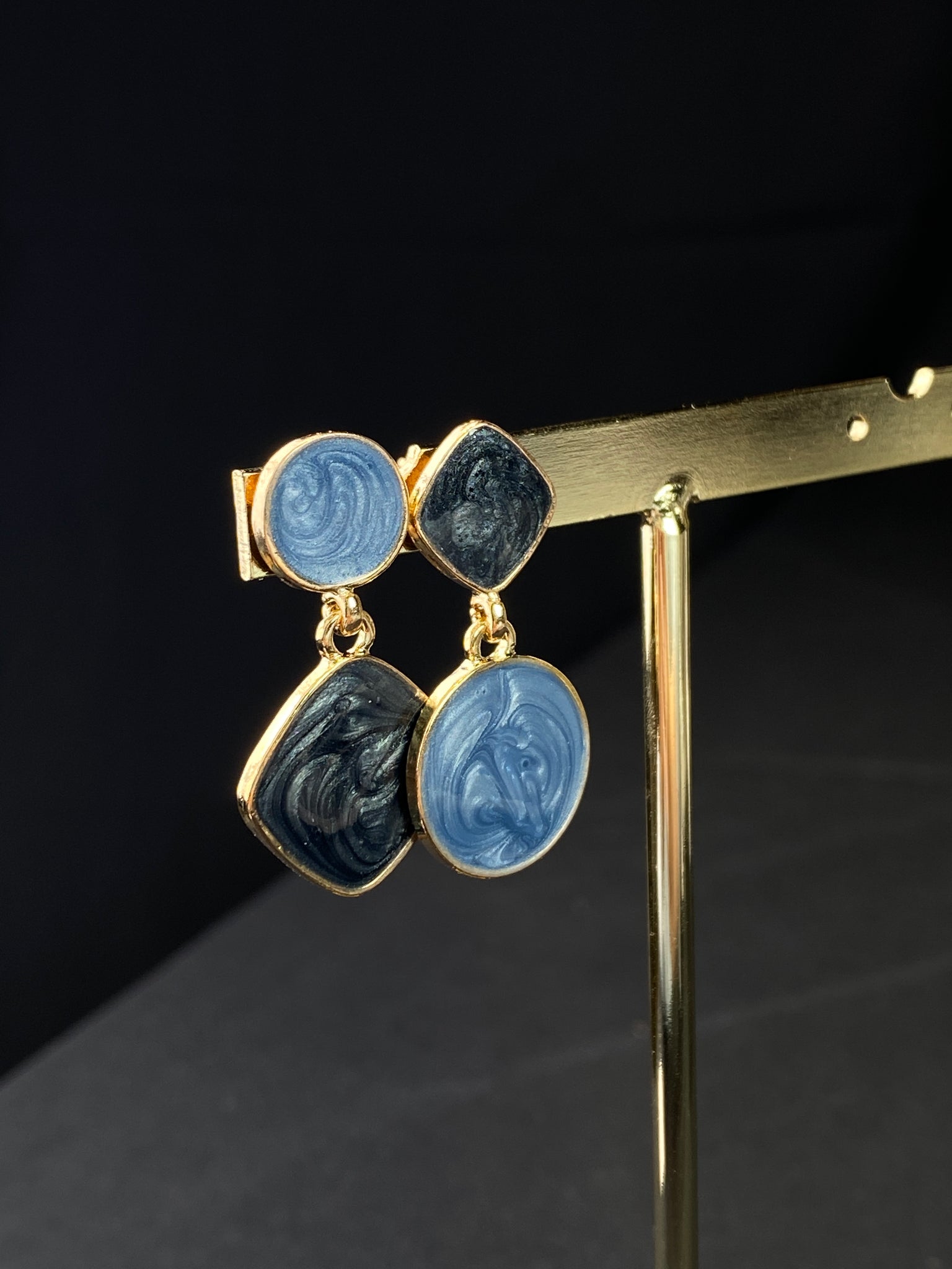 Mixed Blue Color Statement Earrings