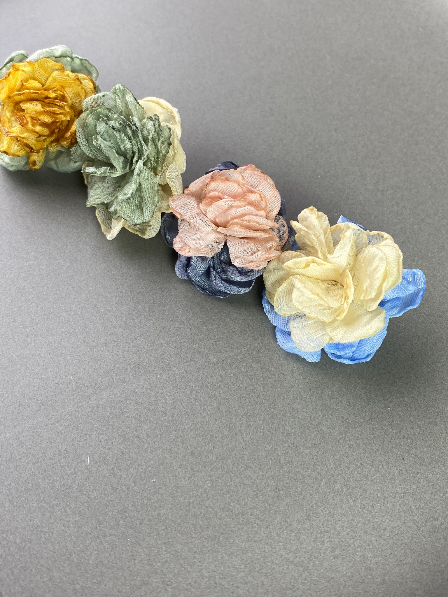 Crumpled Fabric Petals Multicolour Flower Ear Stud