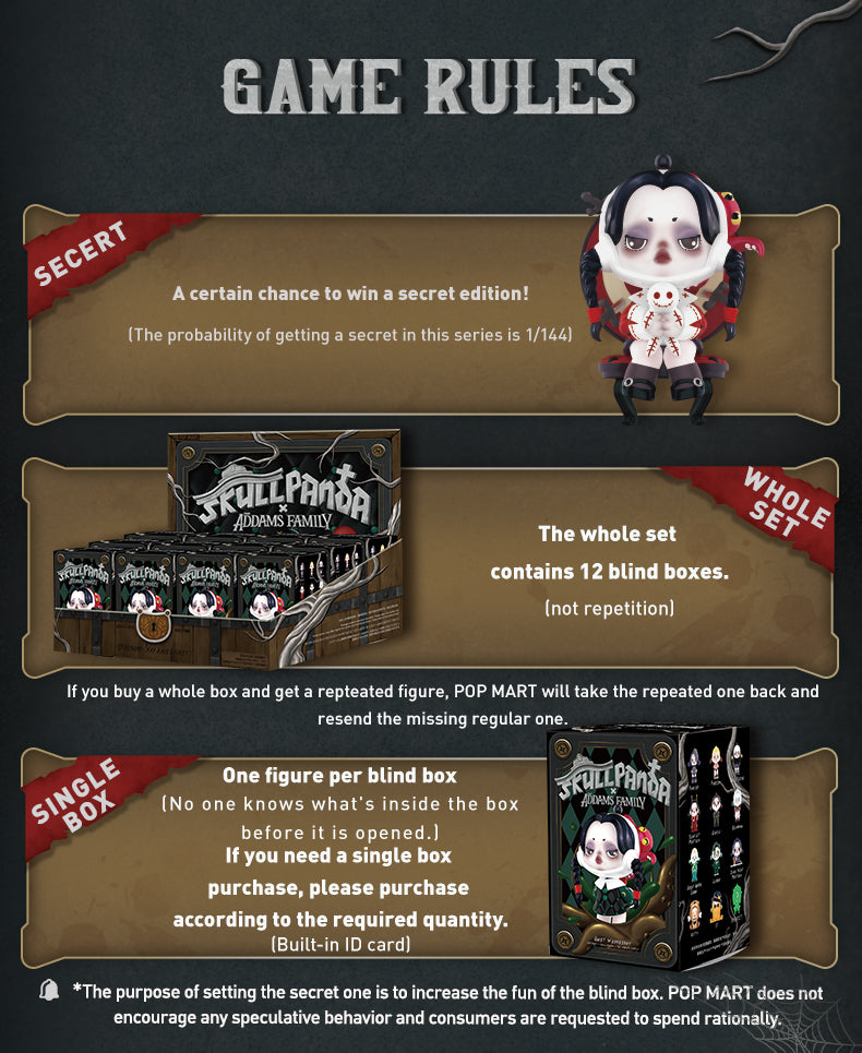 POP MART Skullpanda x The Addams Family Series Mystery Box 1PC/12PC New Arrival Launch On Apr 28th 12PCS Blind Box Toy